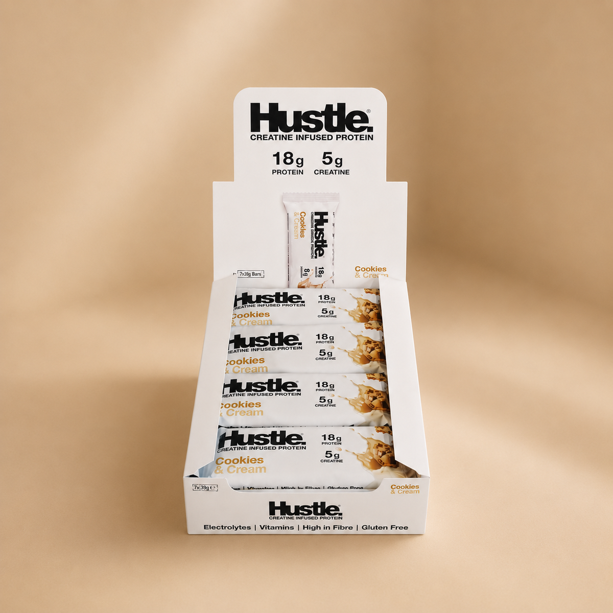 Hustle Creatine Protein Bar 12x75g Cookies & Cream