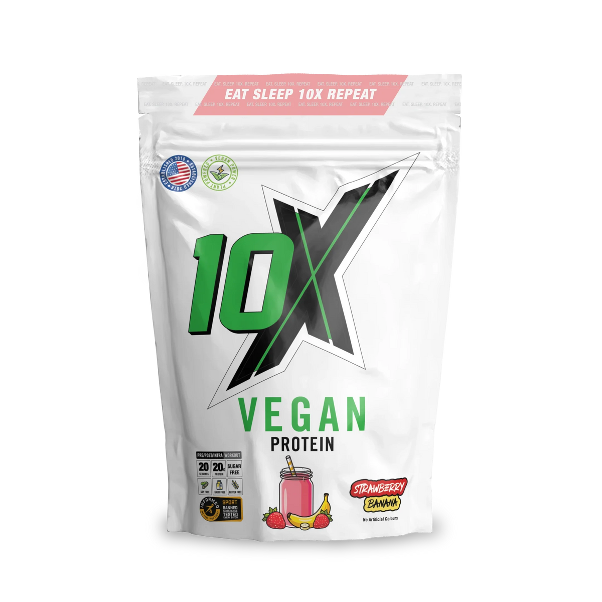 10X Athletic Vegan Protein 540g Strawberry Banana