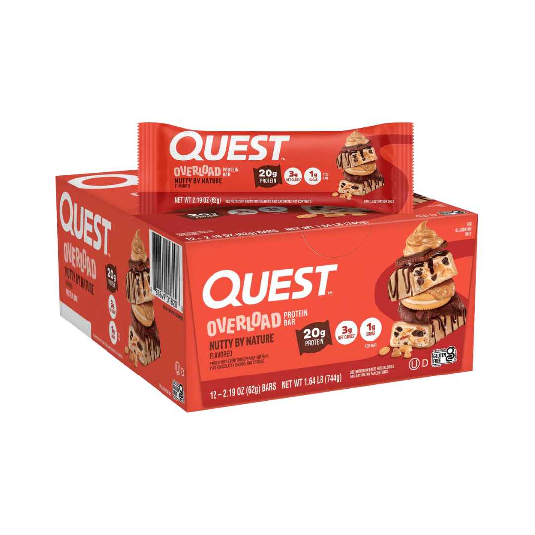 Quest Nutrition Overload Protein Bar 12x61g Nutty by Nature