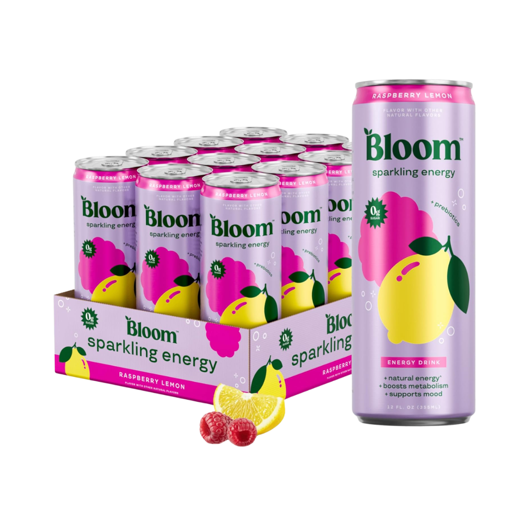 Bloom Sparkling Energy 12x250ml Raspberry Lemon