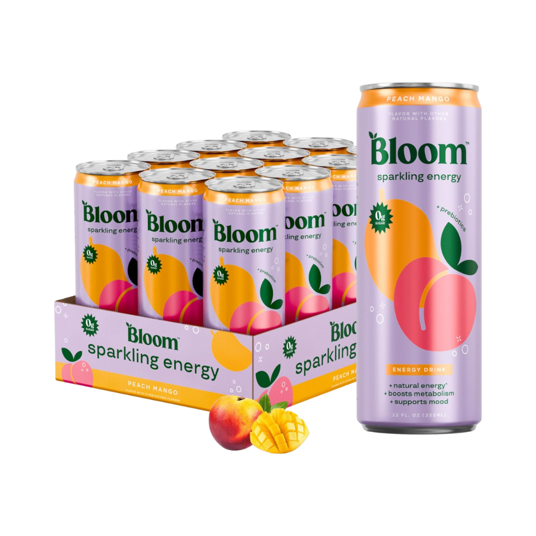 Bloom Sparkling Energy 12x250ml Peach Mango