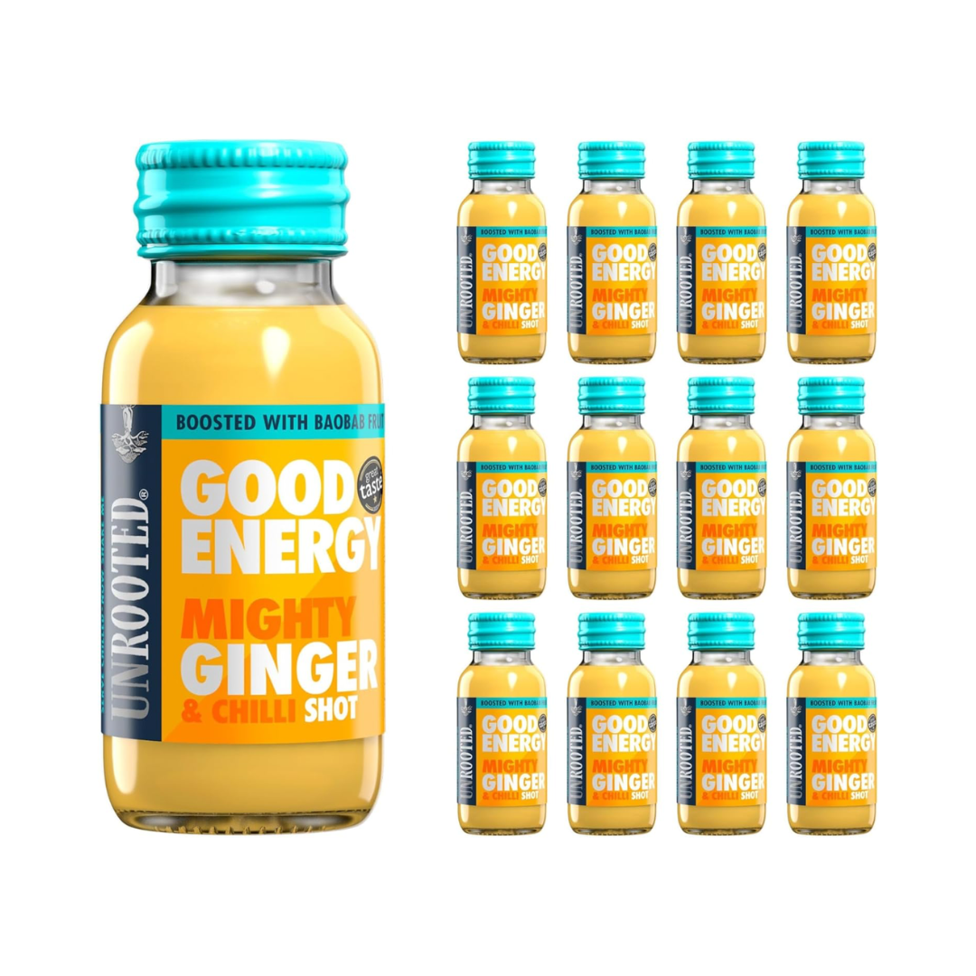 UNROOTED Drinks Health Shot 12x60ml Good Energy Mighty Ginger Chilli