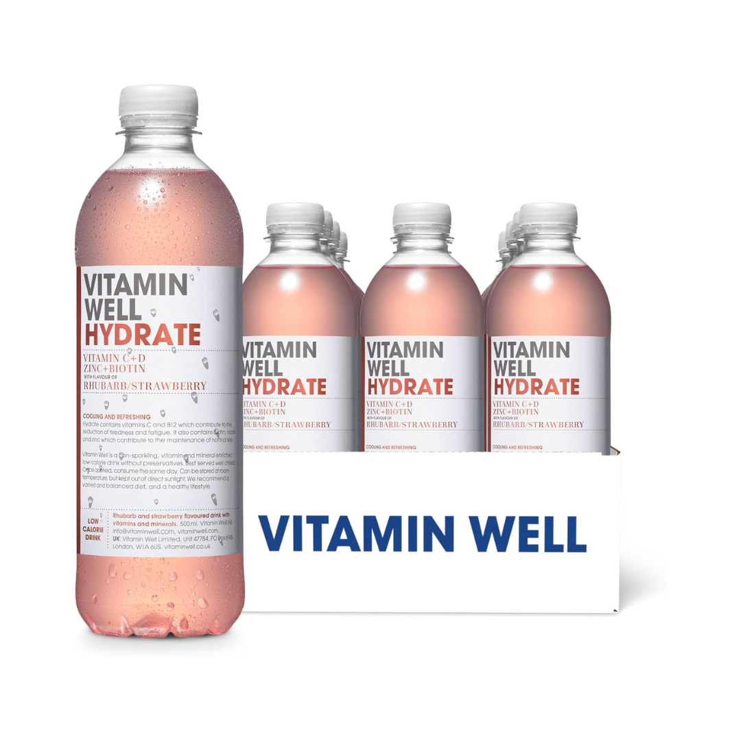 Vitamin Well Hydrate 12x500ml Rhubarb Strawberry