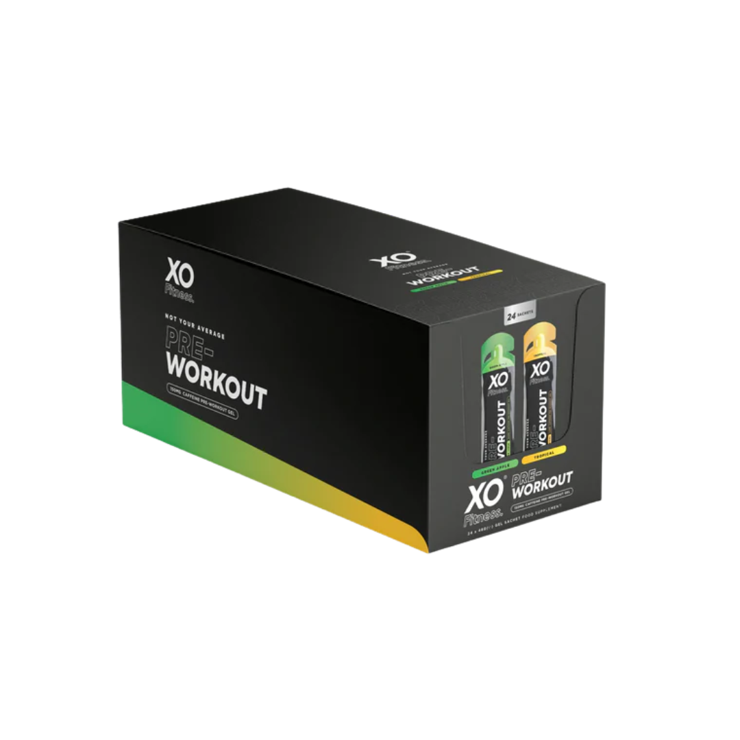 XO Fitness Pre-Workout Gel Mix Case 24x70g Tropical Green Apple