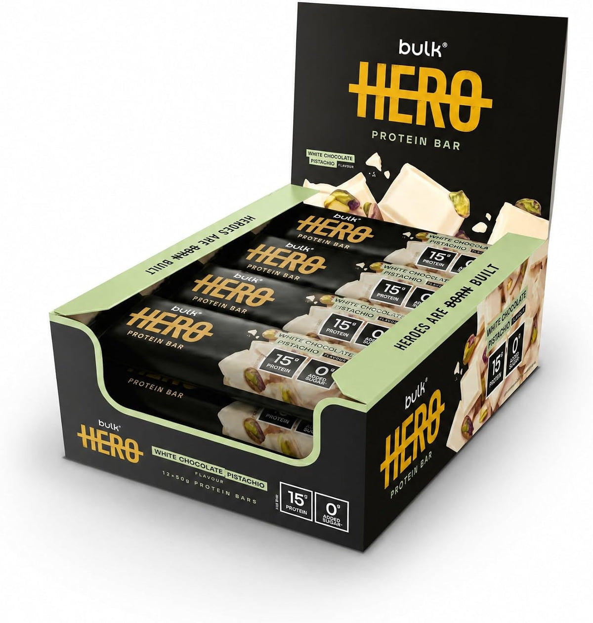 Bulk Hero Protein Bar 12x50g White Chocolate Pistachio