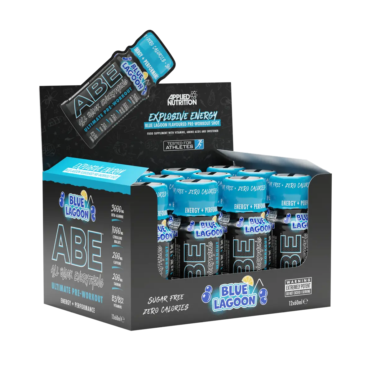 Applied Nutrition ABE (All Black Everything) Shots 12x60ml Blue Lagoon