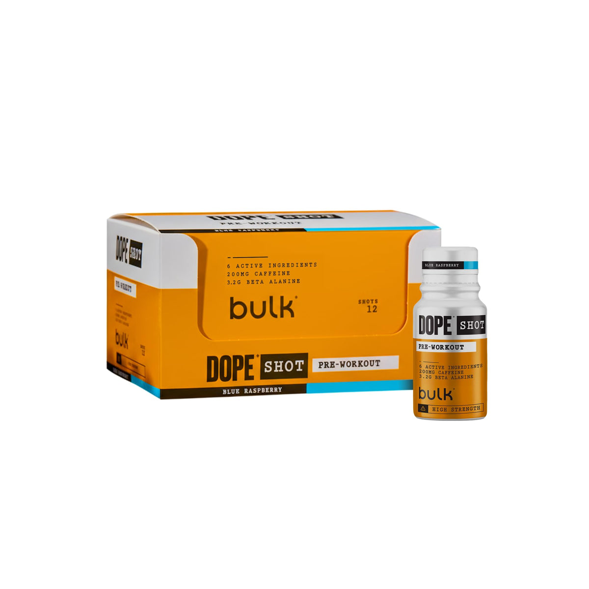 Bulk Dope Pre-Workout Shots 12x60g Blue Raspberry