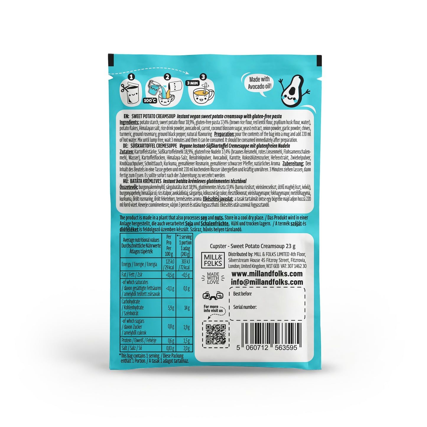 Cupster instant sweet potato cream soup single (23g)