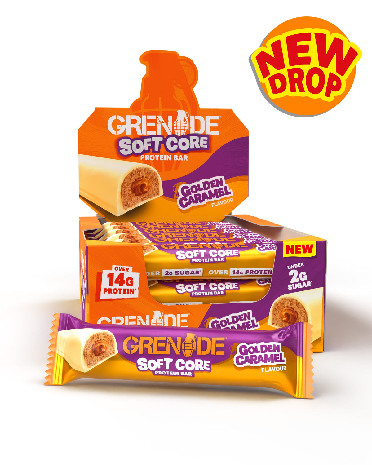 Grenade Soft Core Protein Bar 12 50g Golden Caramel