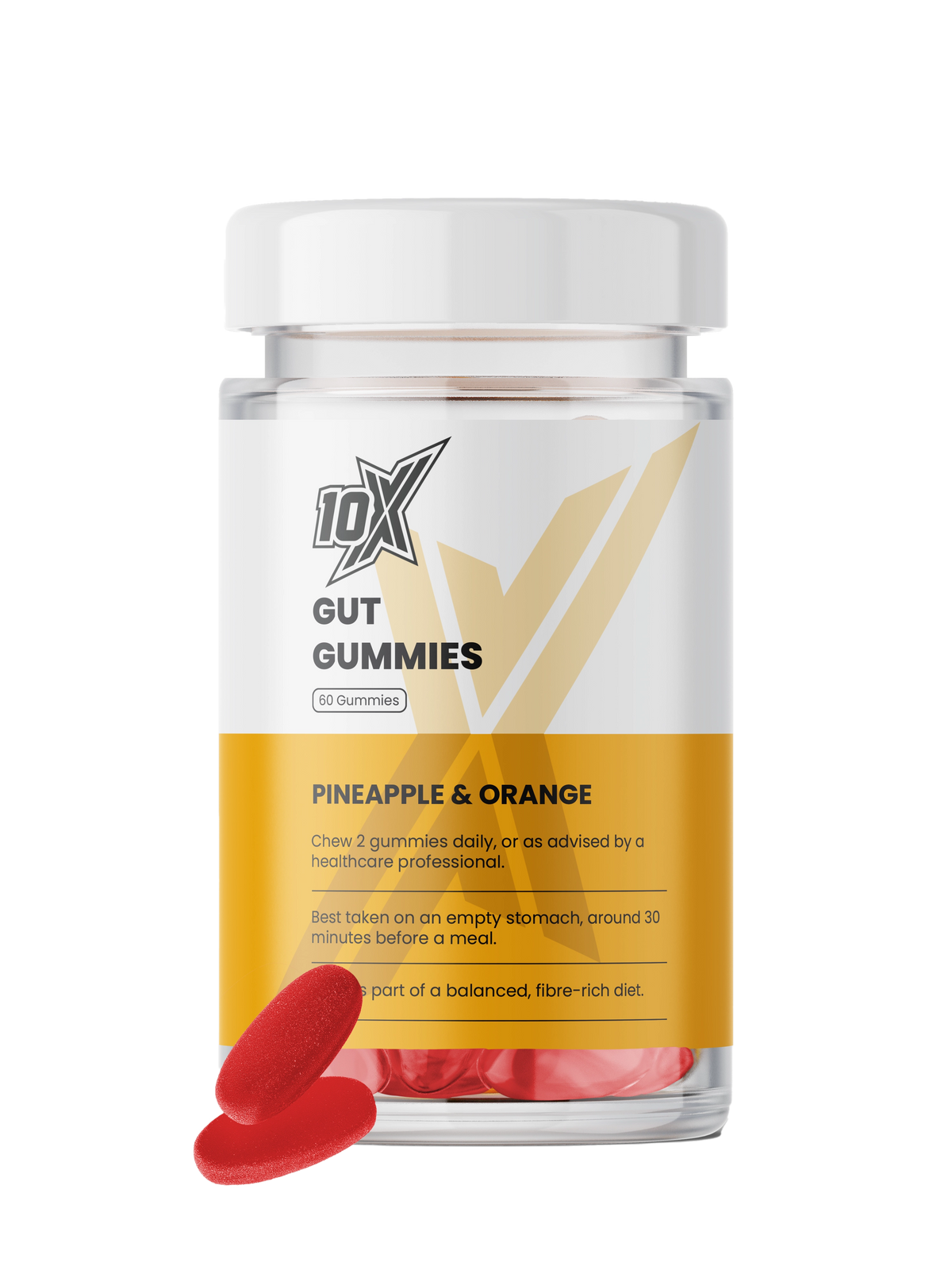 10X Athletic Gut Gummies 60 Softgels Pineapple Orange