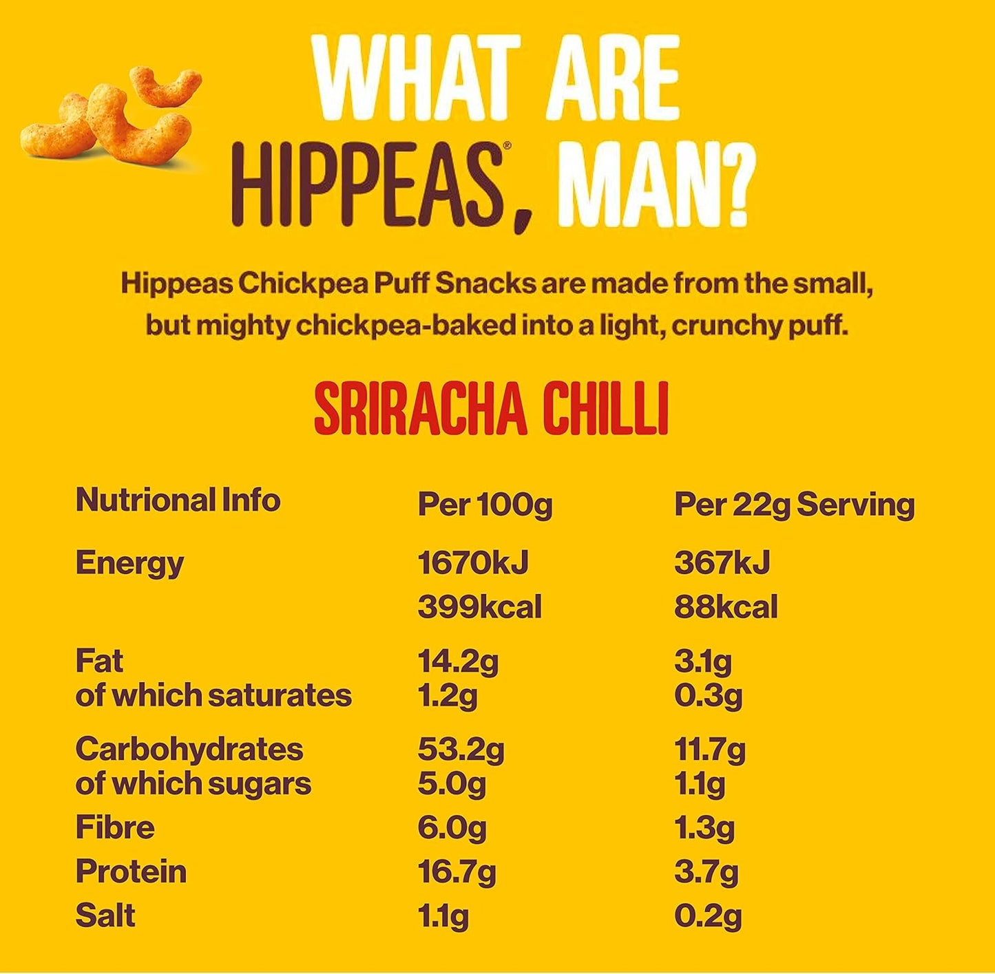 Hippeas puffs - Sriracha Chilli 22g