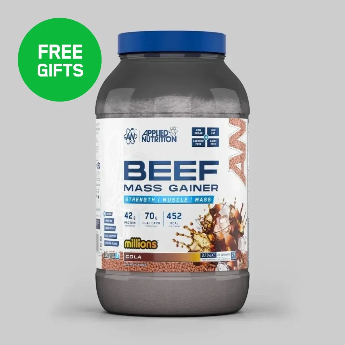 Applied Nutrition Beef Mass Gainer 3.13kg Cola Millions