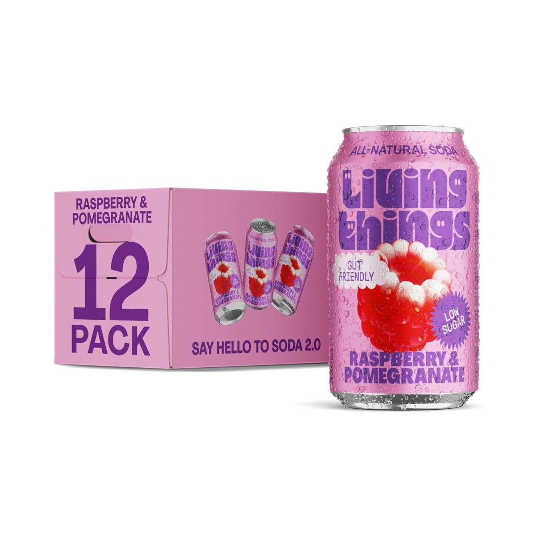 Living Things Prebiotic Soda 12x330ml Raspberry & Pomegranate Soda