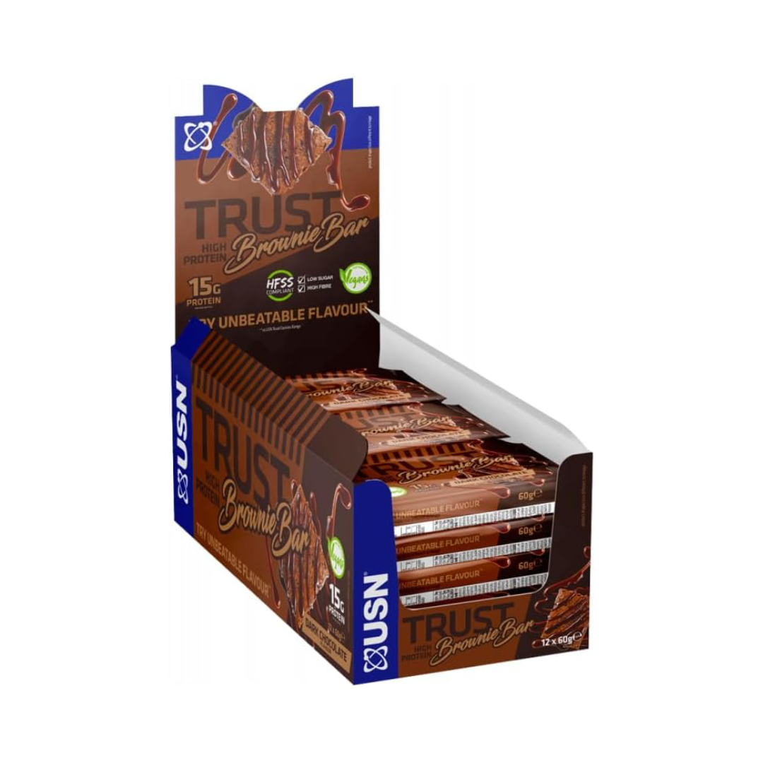 USN Trust Vegan Brownie 12x60g Dark Chocolate