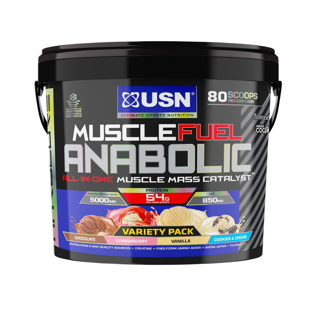 USN Muscle Fuel Anabolic Variety Pack 4kg Cookies and Cream/Choc/Strawb/Vanilla