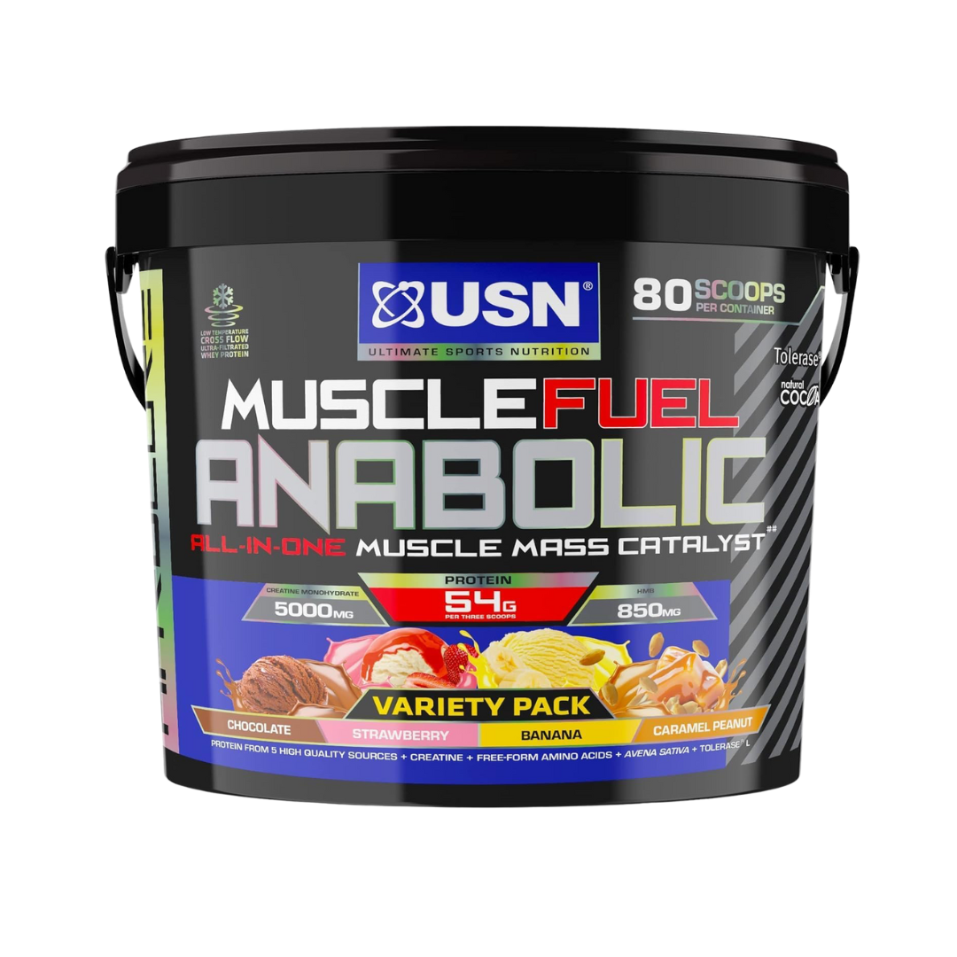 USN Muscle Fuel Anabolic Variety Pack 4kg Peanut Caramel/Choc/Strawb/Banana