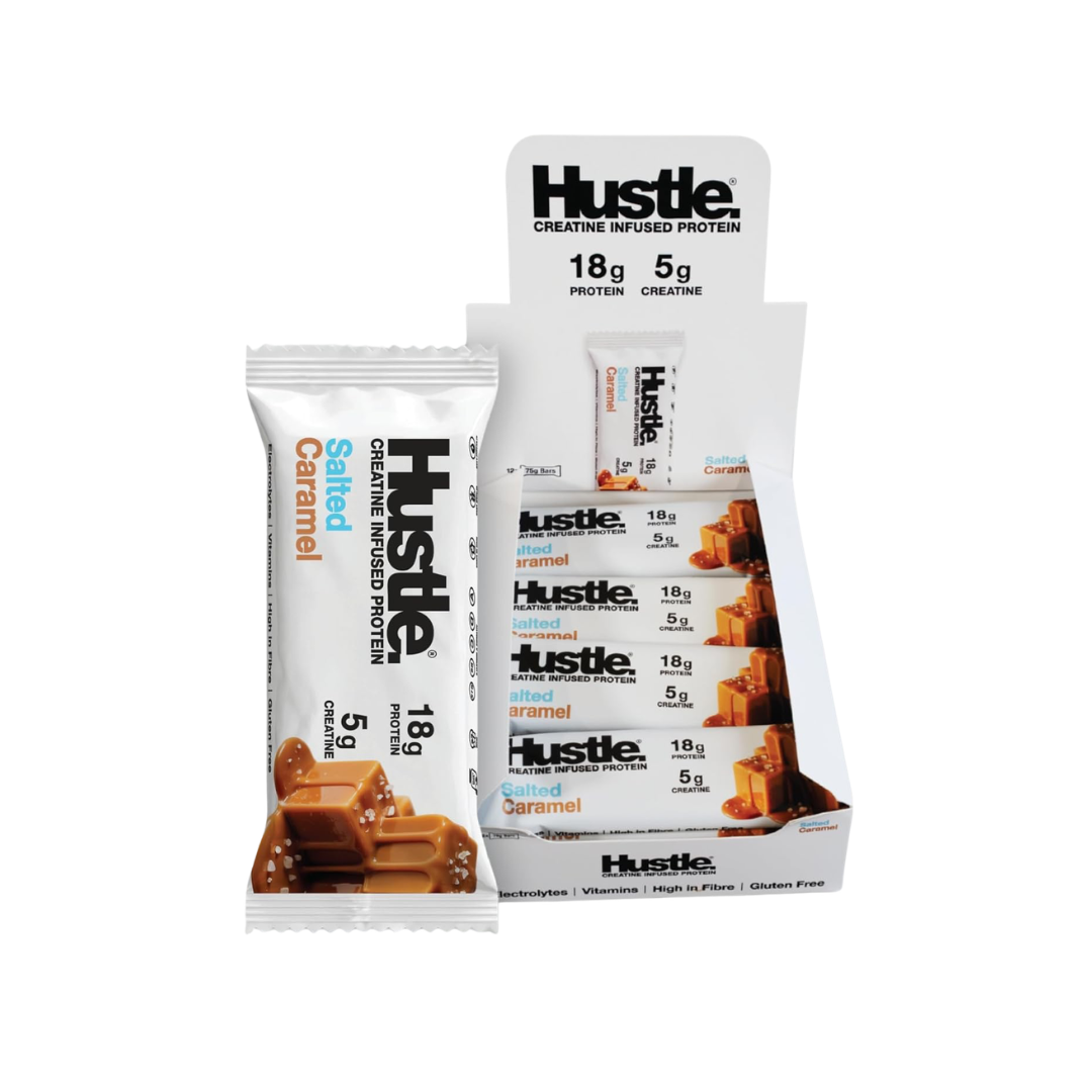 Hustle Creatine Protein Bar 12x75g Salted Caramel