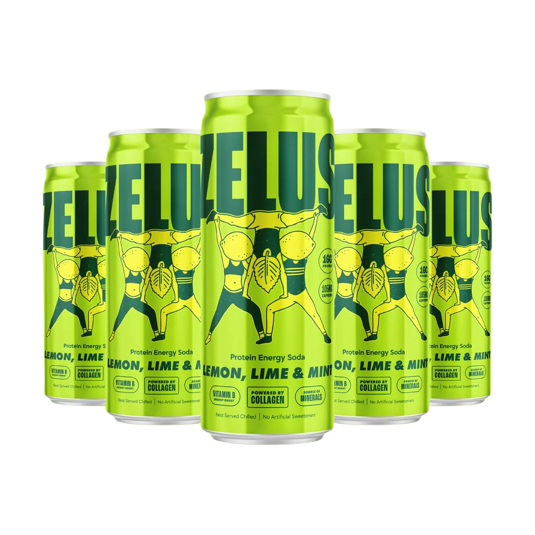 ZELUS Protein Energy Soda 12x330ml Lemon, Lime Mint
