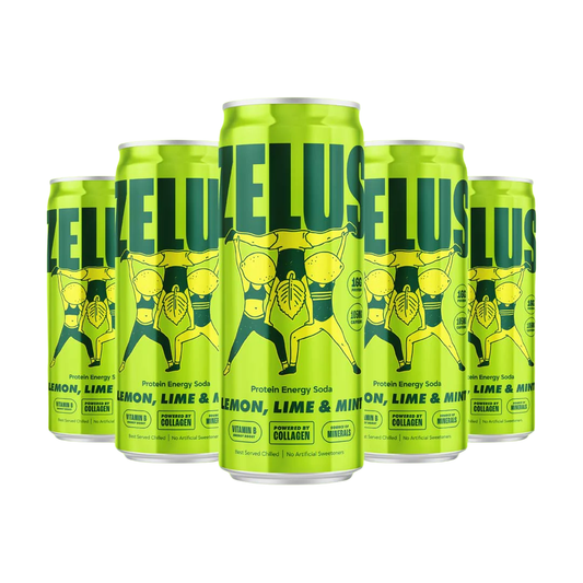 ZELUS Protein Energy Soda 12x330ml Lemon, Lime Mint