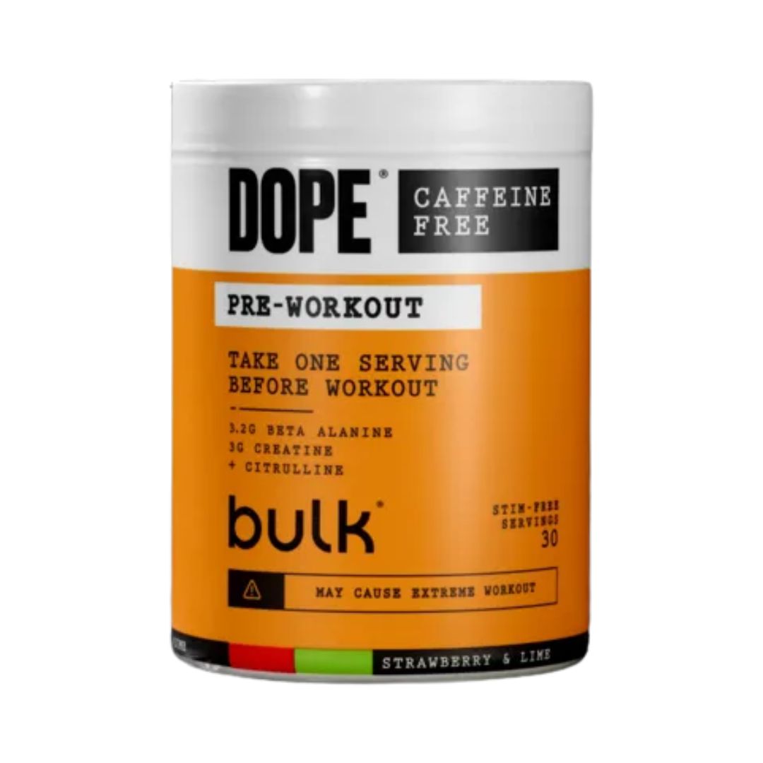 Bulk Dope Pre Workout Caffeine Free 510g Strawberry Lime