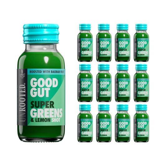 UNROOTED Drinks Health Shot 12x60ml Good Gut Super Greens Lemon