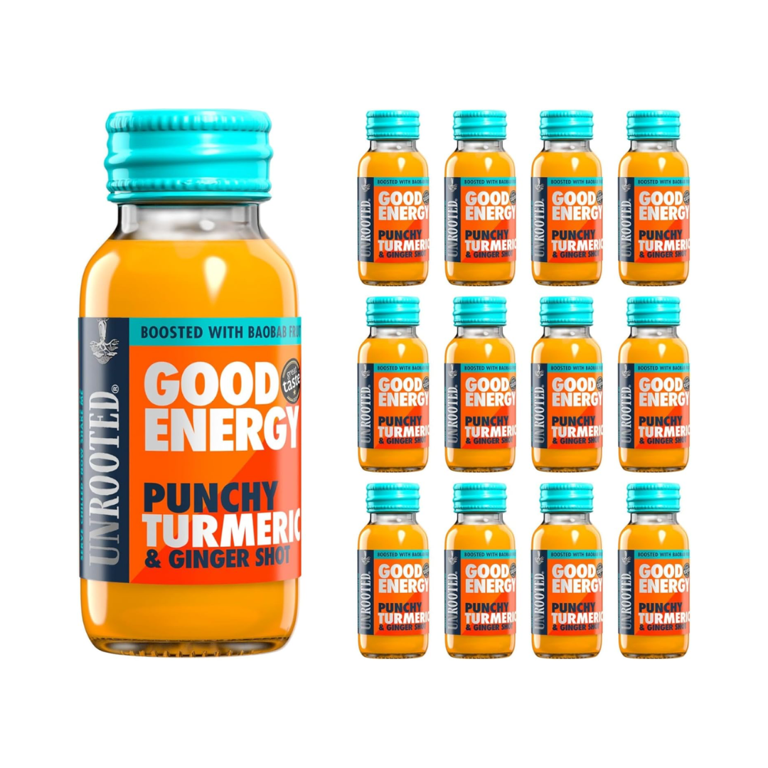 UNROOTED Drinks Health Shot 12x60ml Good Energy Punchy Turmeric Ginger