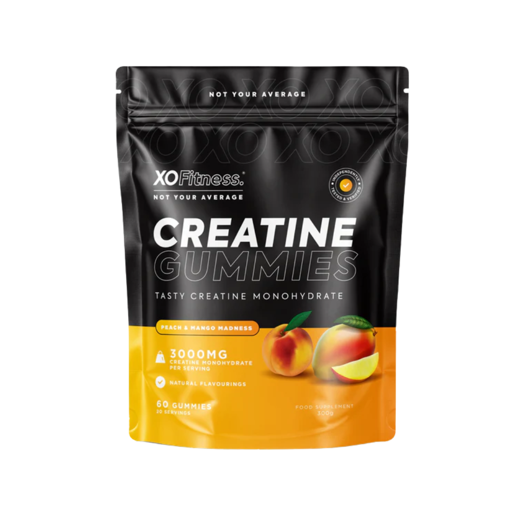 XO Fitness XO Creatine Gummies Dual Flavour 60 Softgels Peach & Mango
