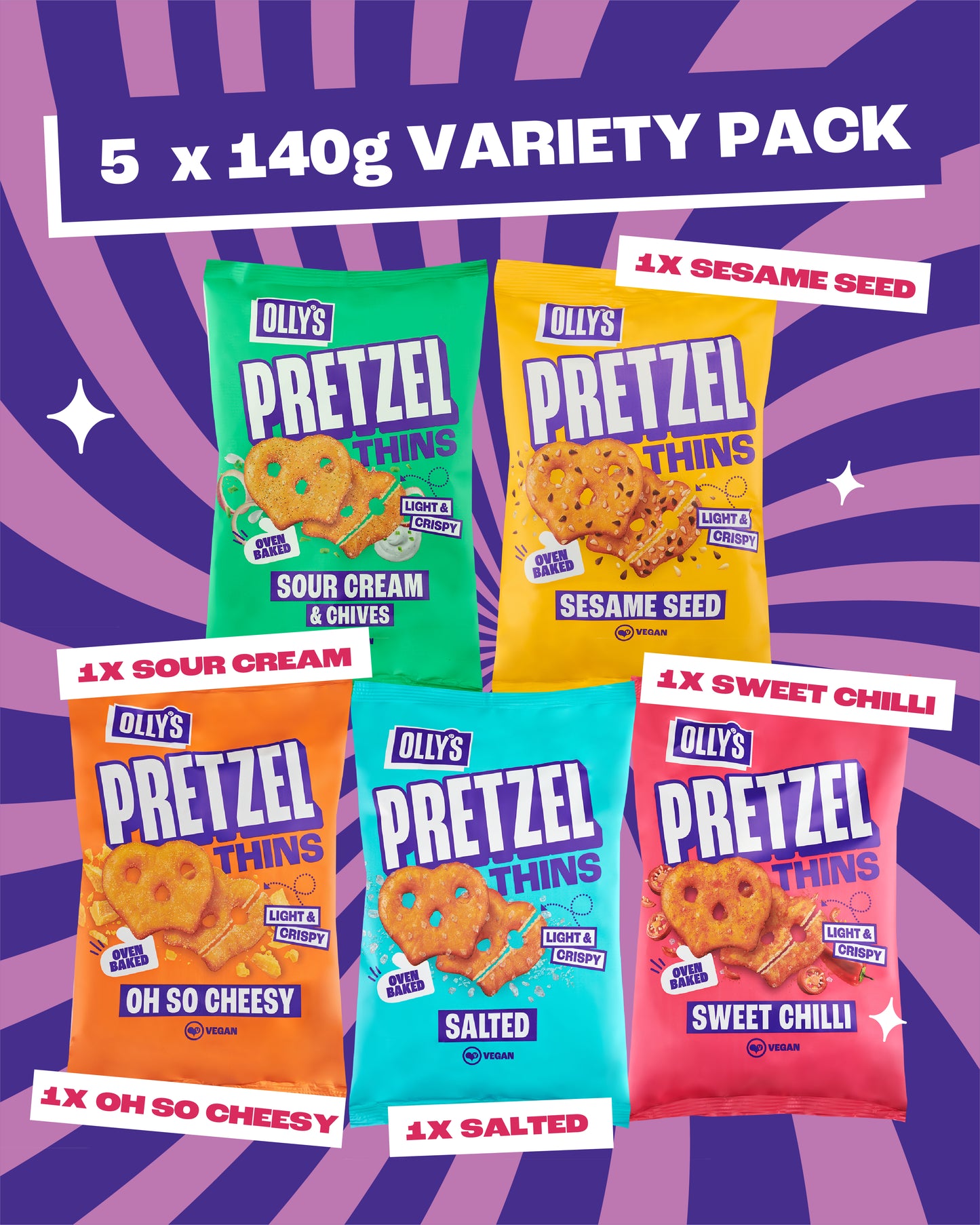 Olly's Snacks - Pretzel Selection Large 5x140g