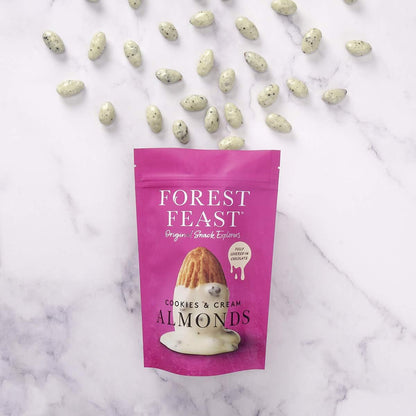 Opened pack of Forest Feast Cookies & Cream Almonds 