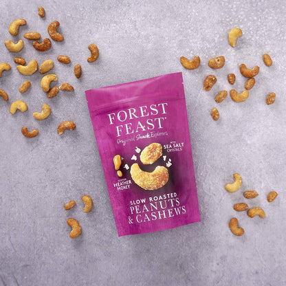 opened pack of Forest Feast Slow Roasted Peanut & Cashews Roasted Nut Mix 120g