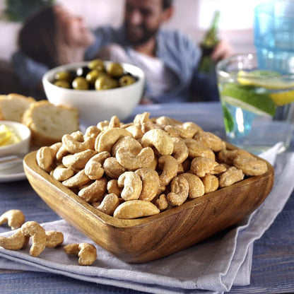 Forest Feast Slow Roasted Colossal Cashews in a bowl on a table