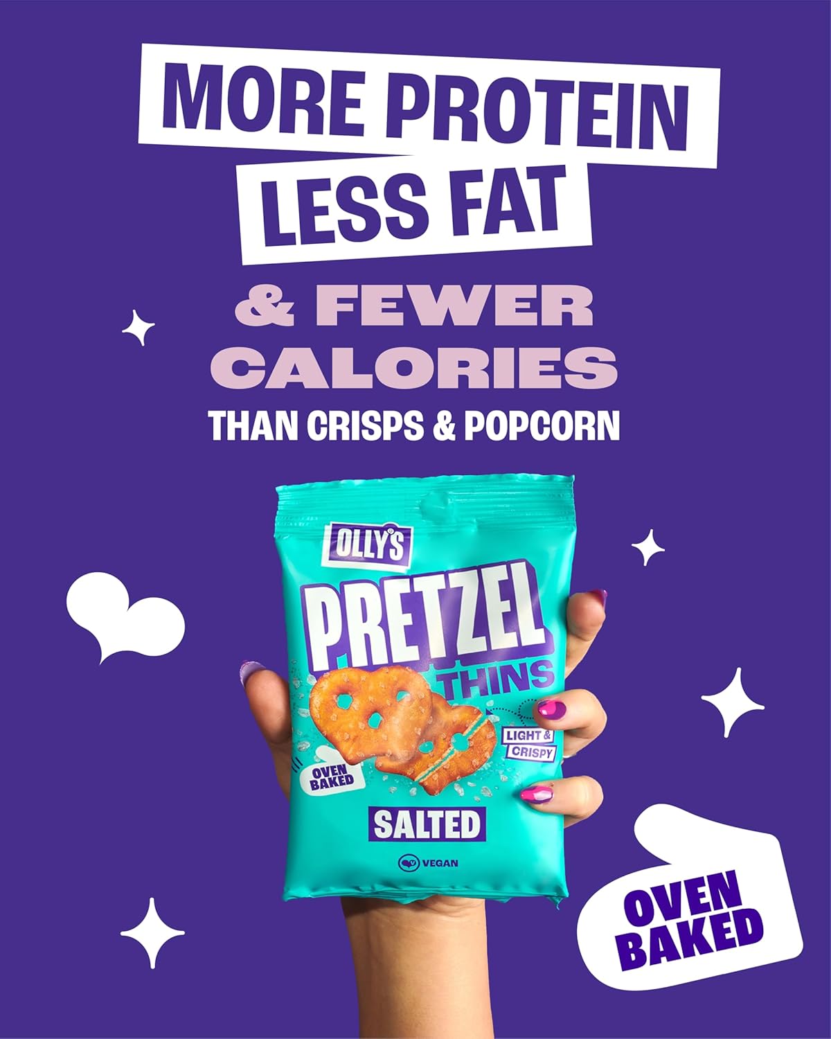 Olly's - Salted Pretzel 140g oven baked vegan and more protein with less fat