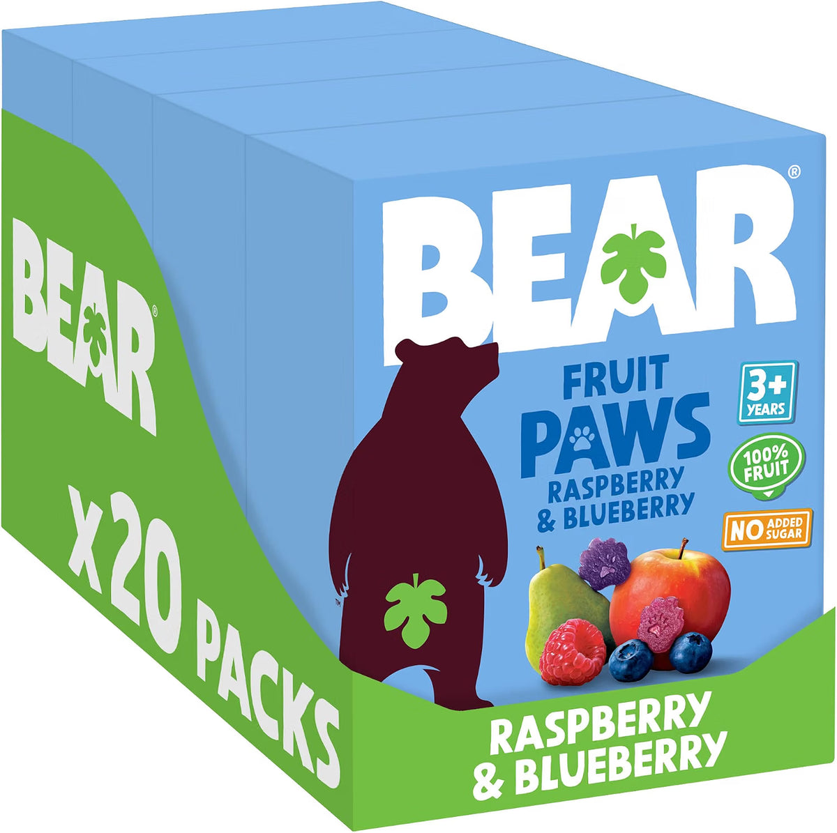 BEAR Paws Raspberry & Blueberry Fruit Snack Kids Lunchbox Snack