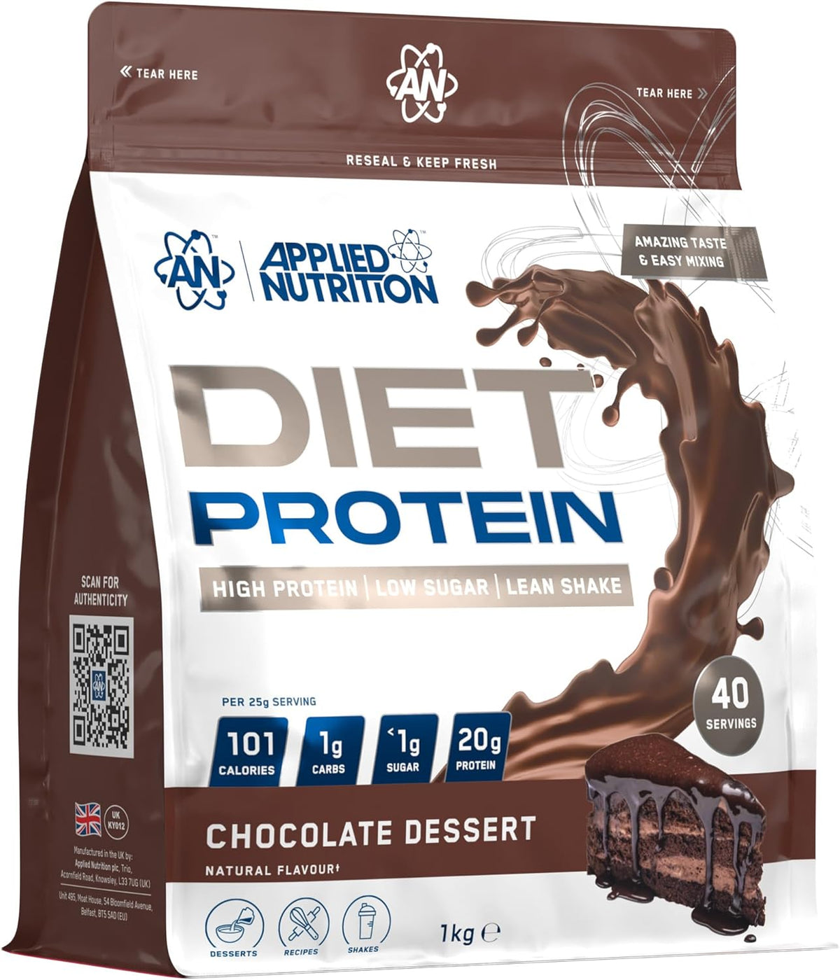 Applied Nutrition Diet Protein 1kg Chocolate Dessert