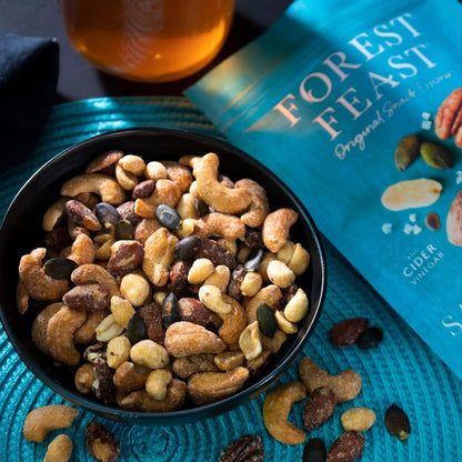 Assorted nuts in a bowl of Forest Feast Slow Roasted Sea Salt & Vinegar Nut Mix