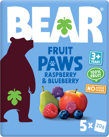 BEAR Paws Raspberry & Blueberry Fruit Snack Kids Lunchbox Snack