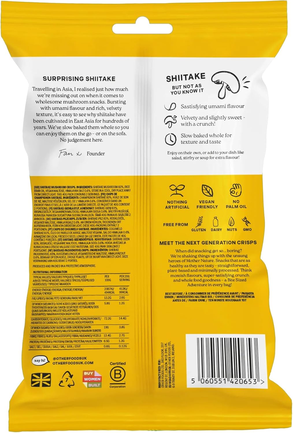 Other Foods - Crunchy Shiitake Mushroom - Himalayan saltback Packaging.