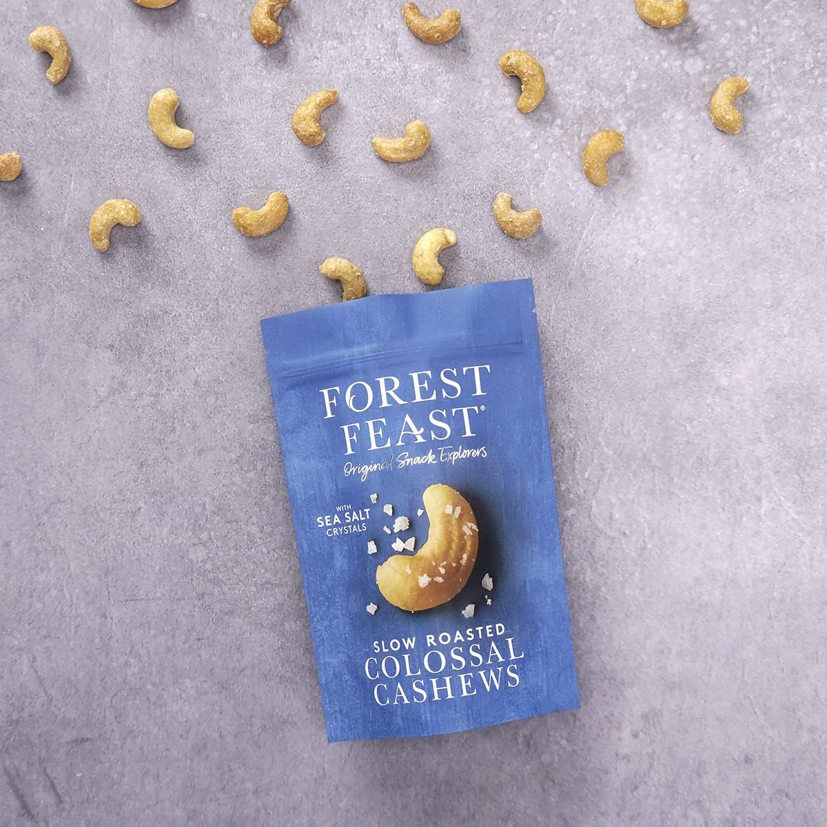 opened pack of Forest Feast Slow Roasted Colossal Cashews