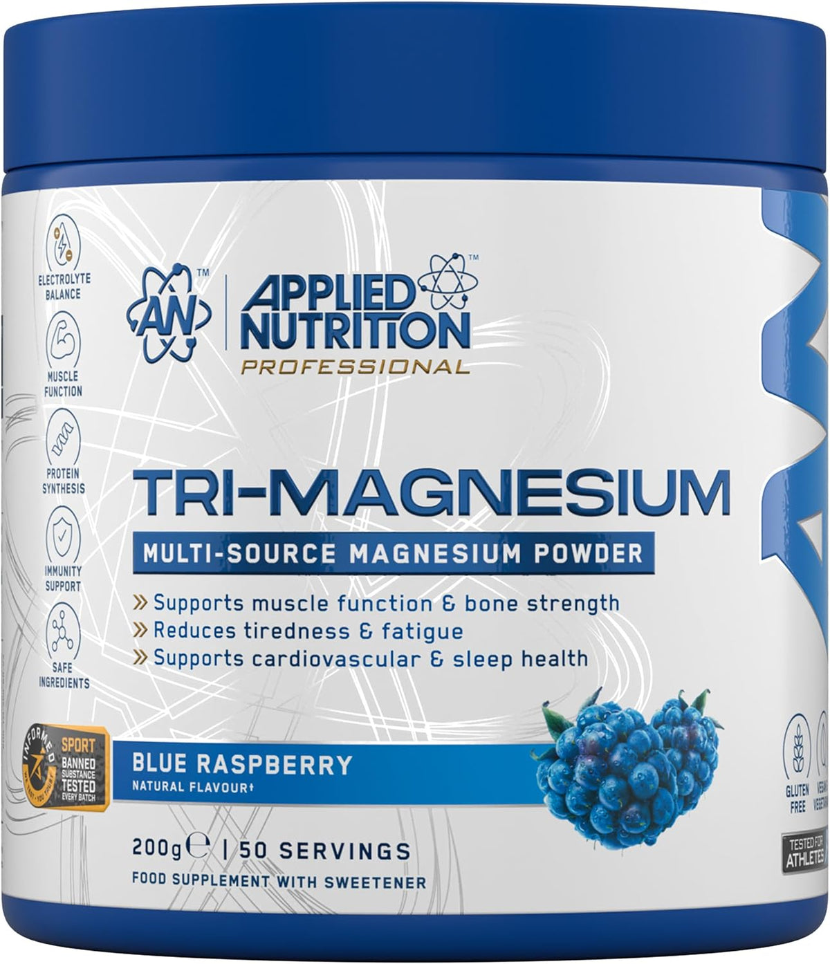 Applied Nutrition Tri-Magnesium Powder 200g Blue Raspberry