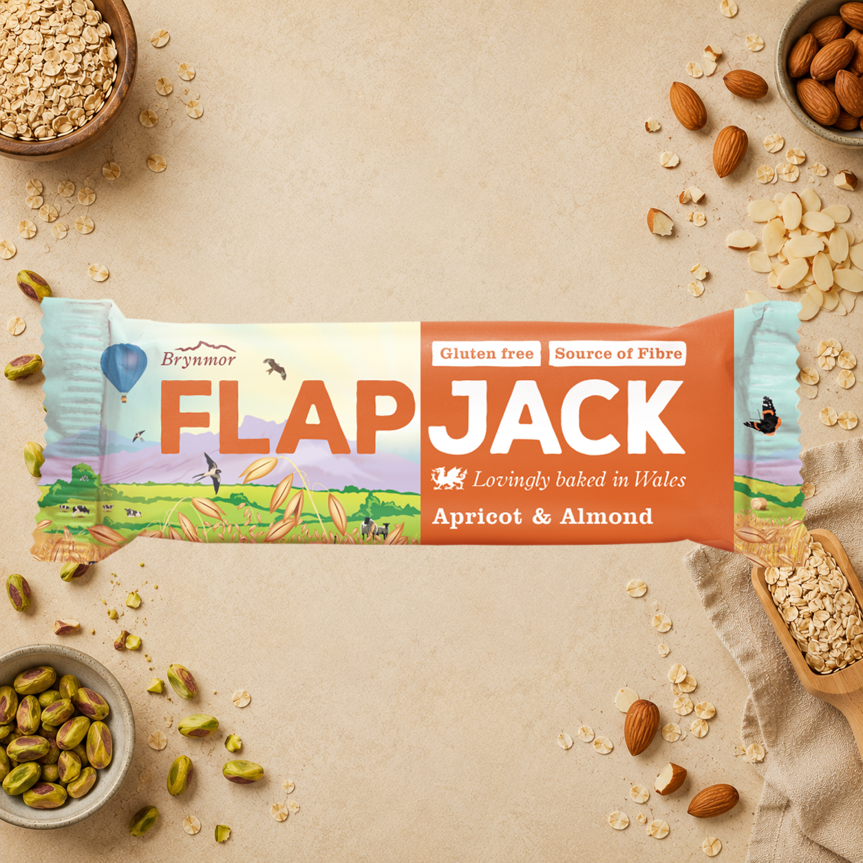 Brynmor Apricot & Almond Gluten Free Vegan Flapjack Oat Bar
