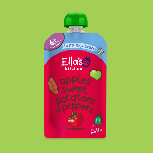 Ella's Kitchen - Stage 1 - Apples,  Sweet Potatoes + Peppers 120g