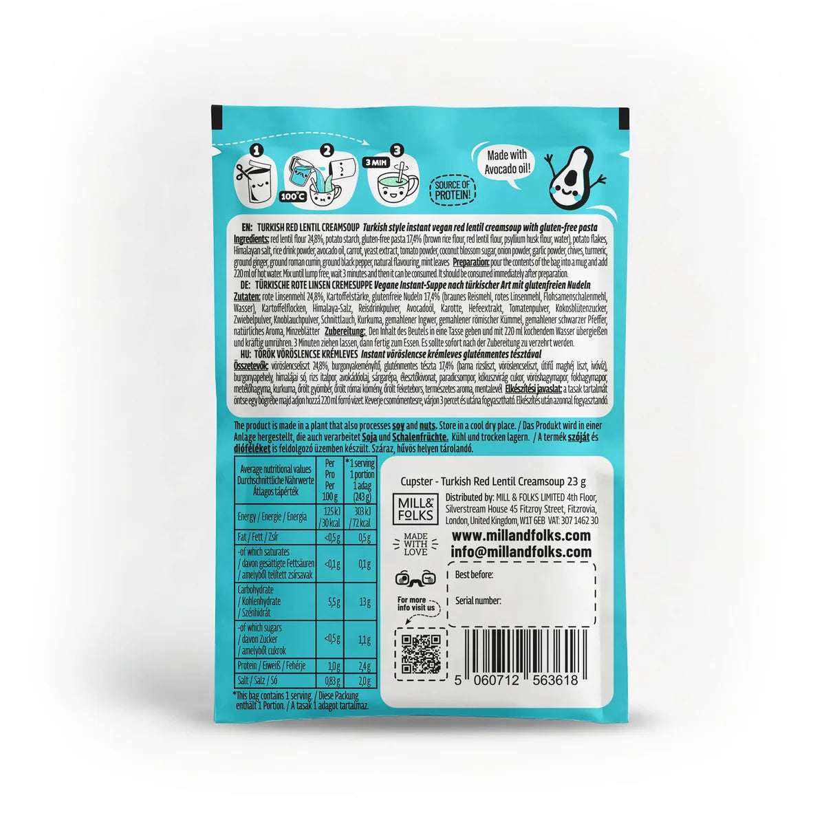 Cupster instant turkish red lentil creamsoup 10 pack (10x23g)