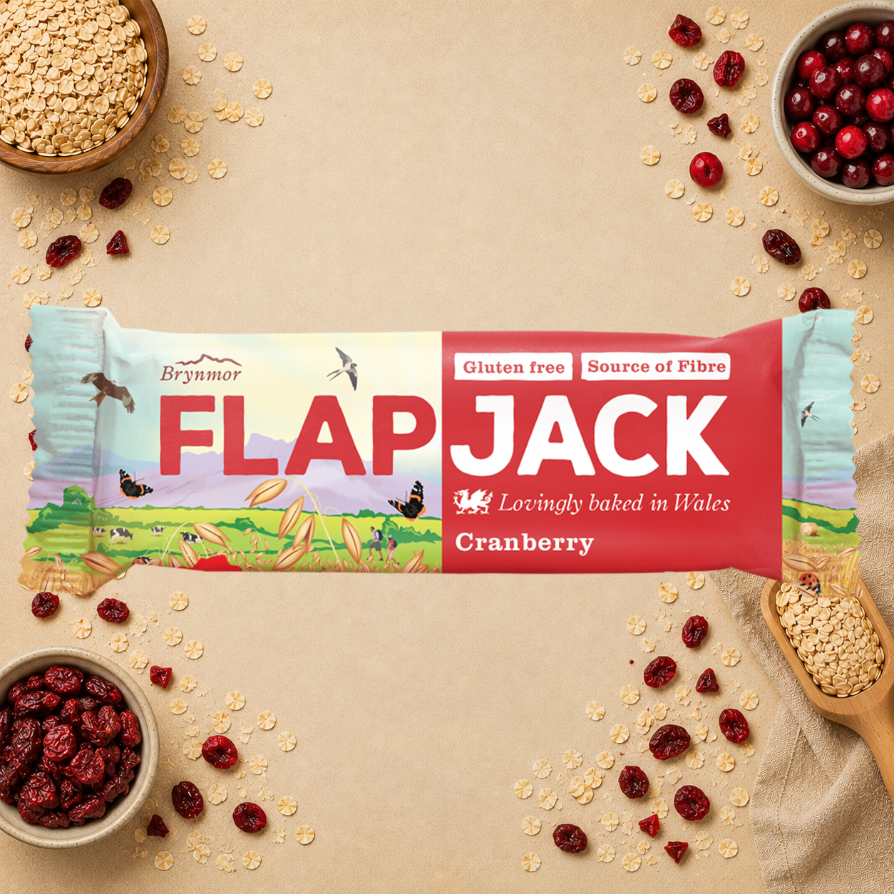 Brynmor Cranberry Gluten Free Vegan Flapjack Oat Bar