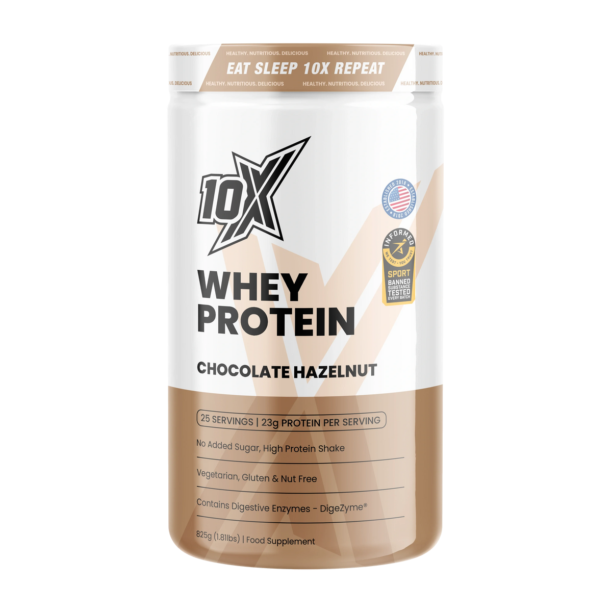 10X Athletic 10X Whey Protein 825g Chocolate Hazelnut