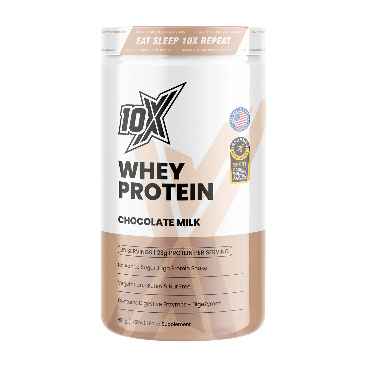 10X Athletic 10X Whey Protein 800g Chocolate Milk
