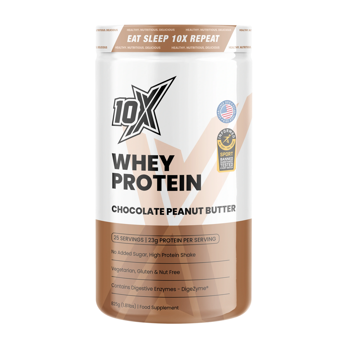 10X Athletic 10X Whey Protein 835g Chocolate Peanut Butter