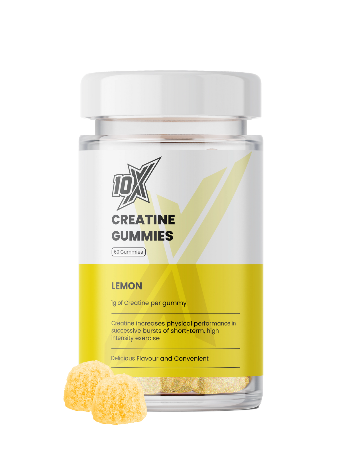 10X Athletic Creatine Gummies 60 Softgels Lemon
