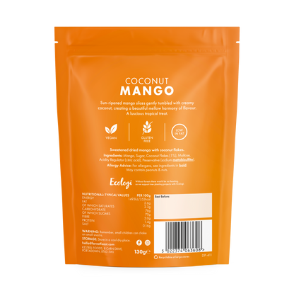 Back packaging for Forest Feast Coconut Mango 130g