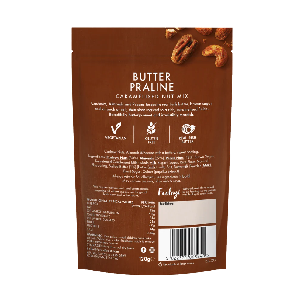 Forest Feast Butter Praline Caramelised Nut Mix 120g NEW!