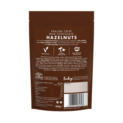 Forest Feast Praline Crisp Milk Chocolate Hazelnuts Chocolate Nuts 100g back Packaging